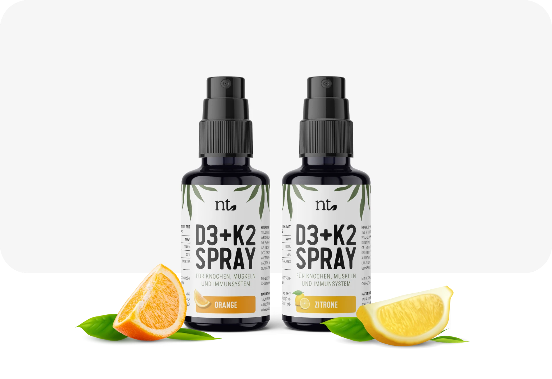 D3-K2-Sprays in Orange und Zitrone von naturtheke.at