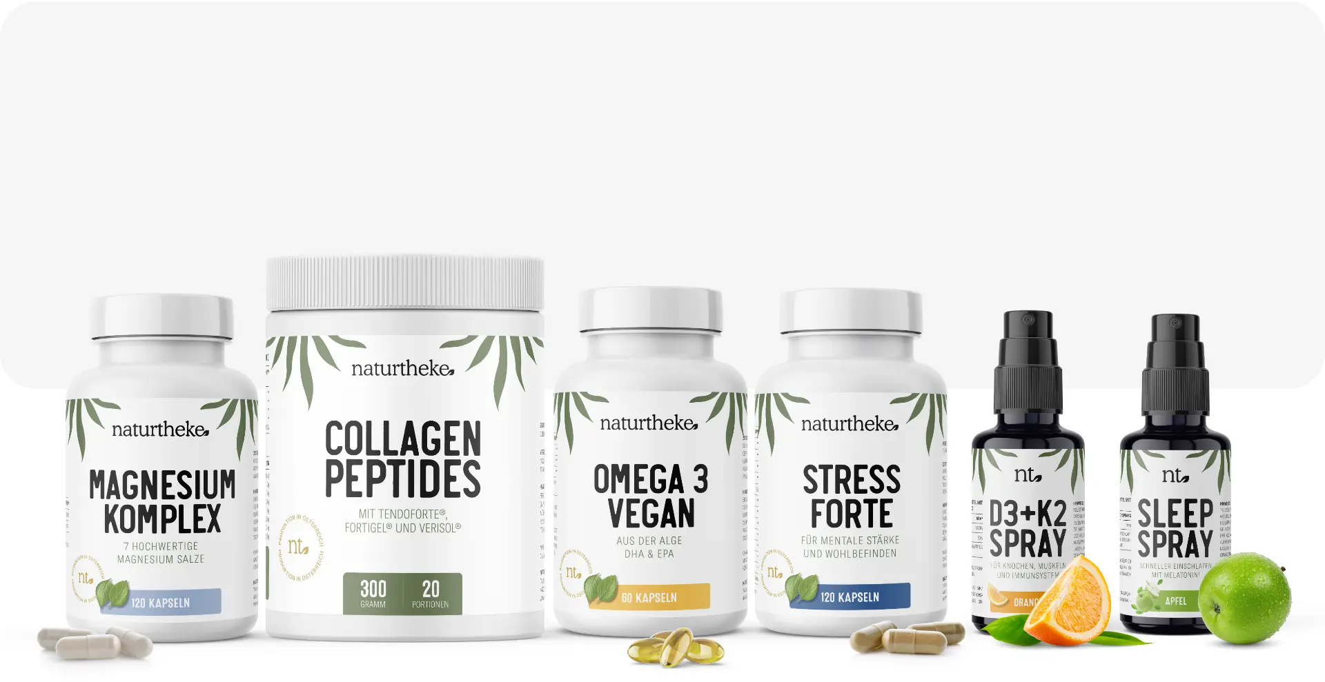 Ausgewähltes Supplement-Sortiment von naturtheke.at